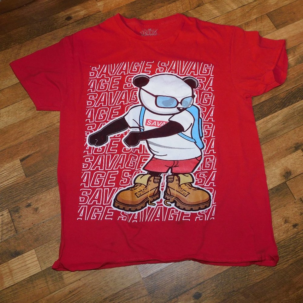 Red Savage, The Young & Wild tee shirt, medium, black